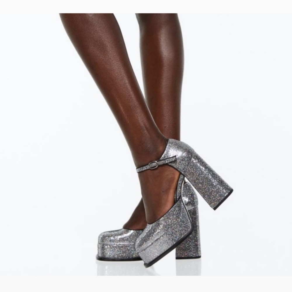 H&M Silver Glitter Heels